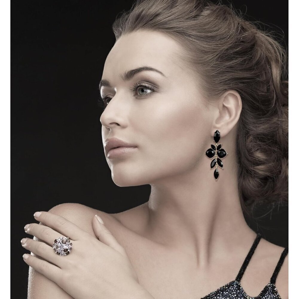Black 13 Gold Plated Dangle Drop Geometric Statement Jewelry for Women Teen